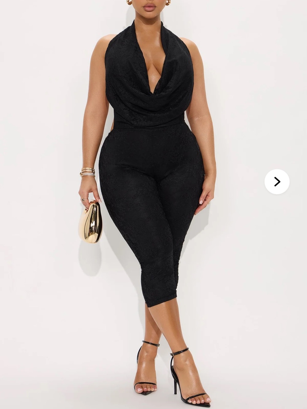 Black lace capri jumpsuit